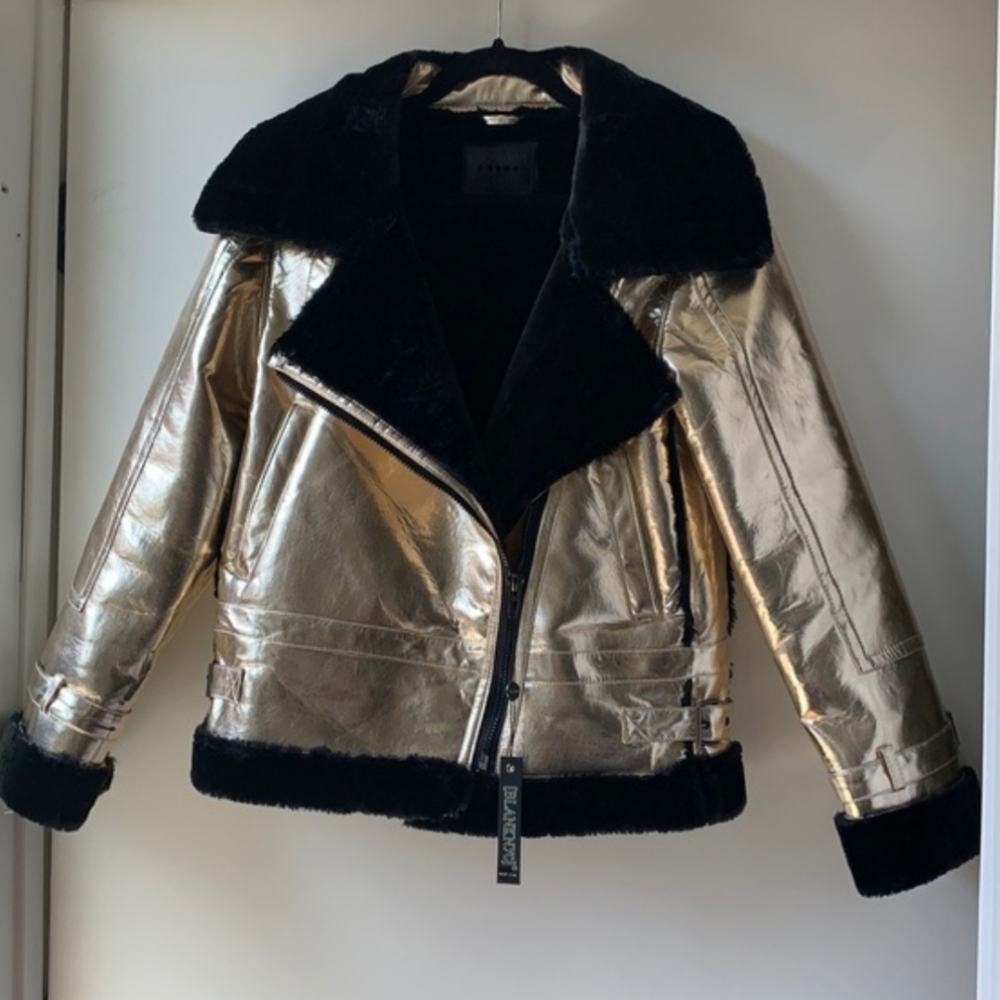BlankNYC Metallic and Fur Coat